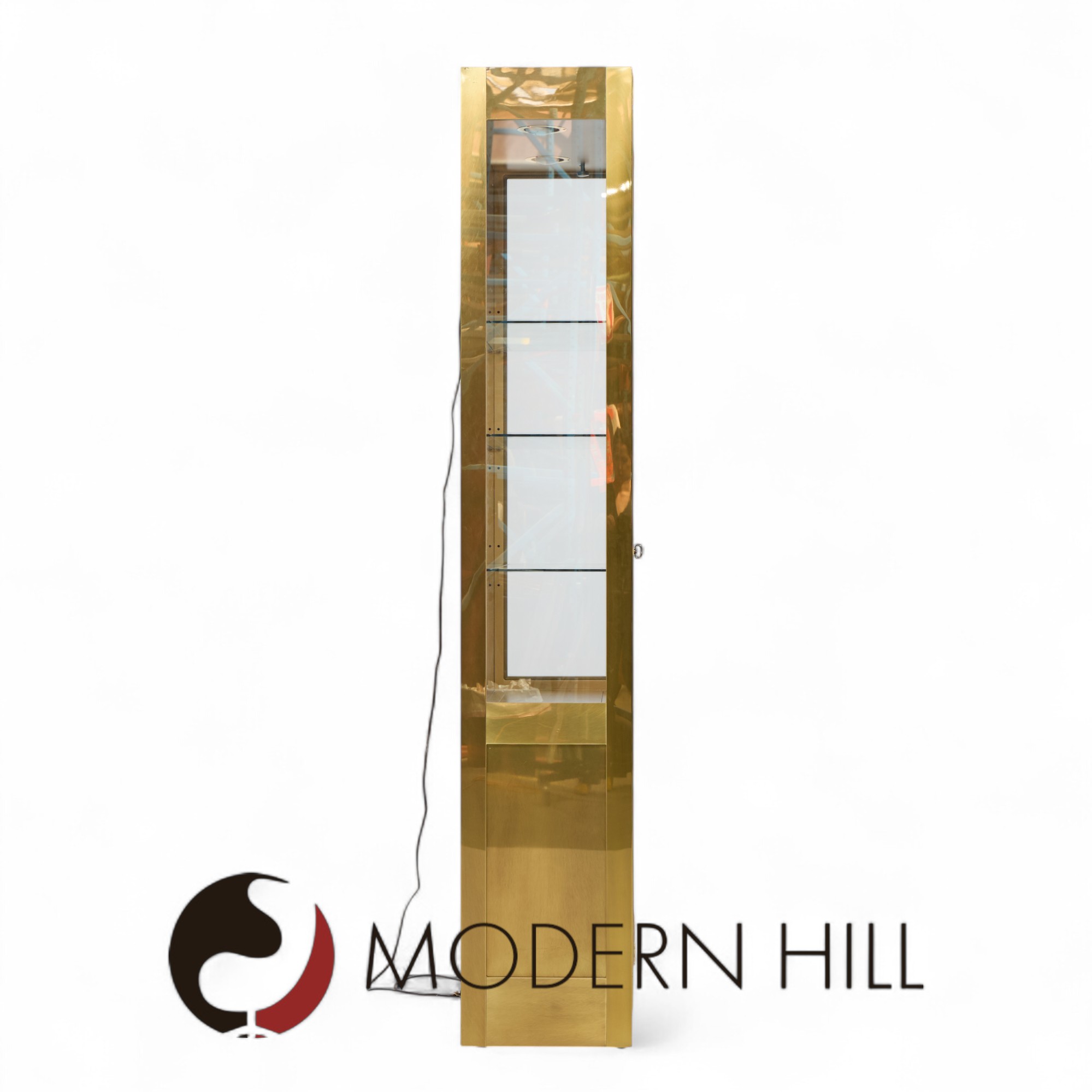 Mastercraft Mid Century Brass Vitrines Cabinet - Pair