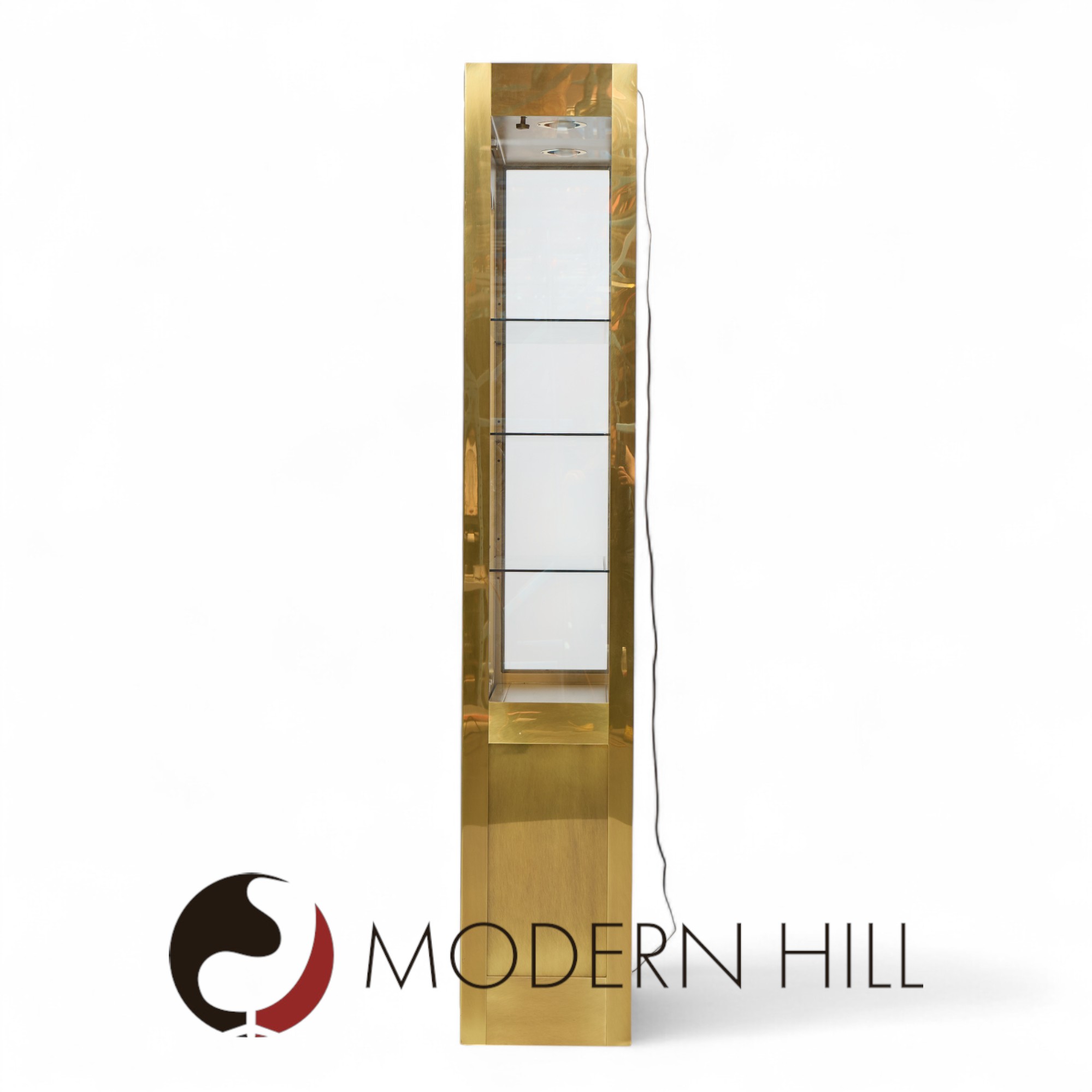 Mastercraft Mid Century Brass Vitrines Cabinet - Pair