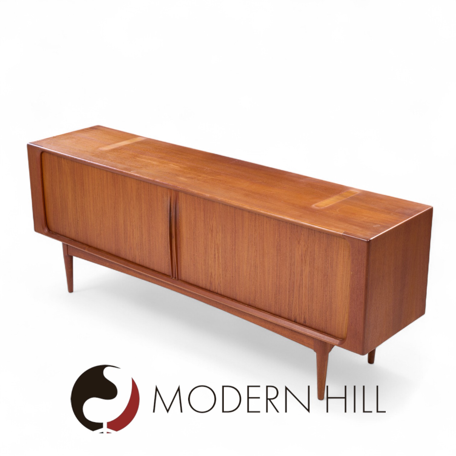 Mid Century Teak Tambour Buffet and Hutch