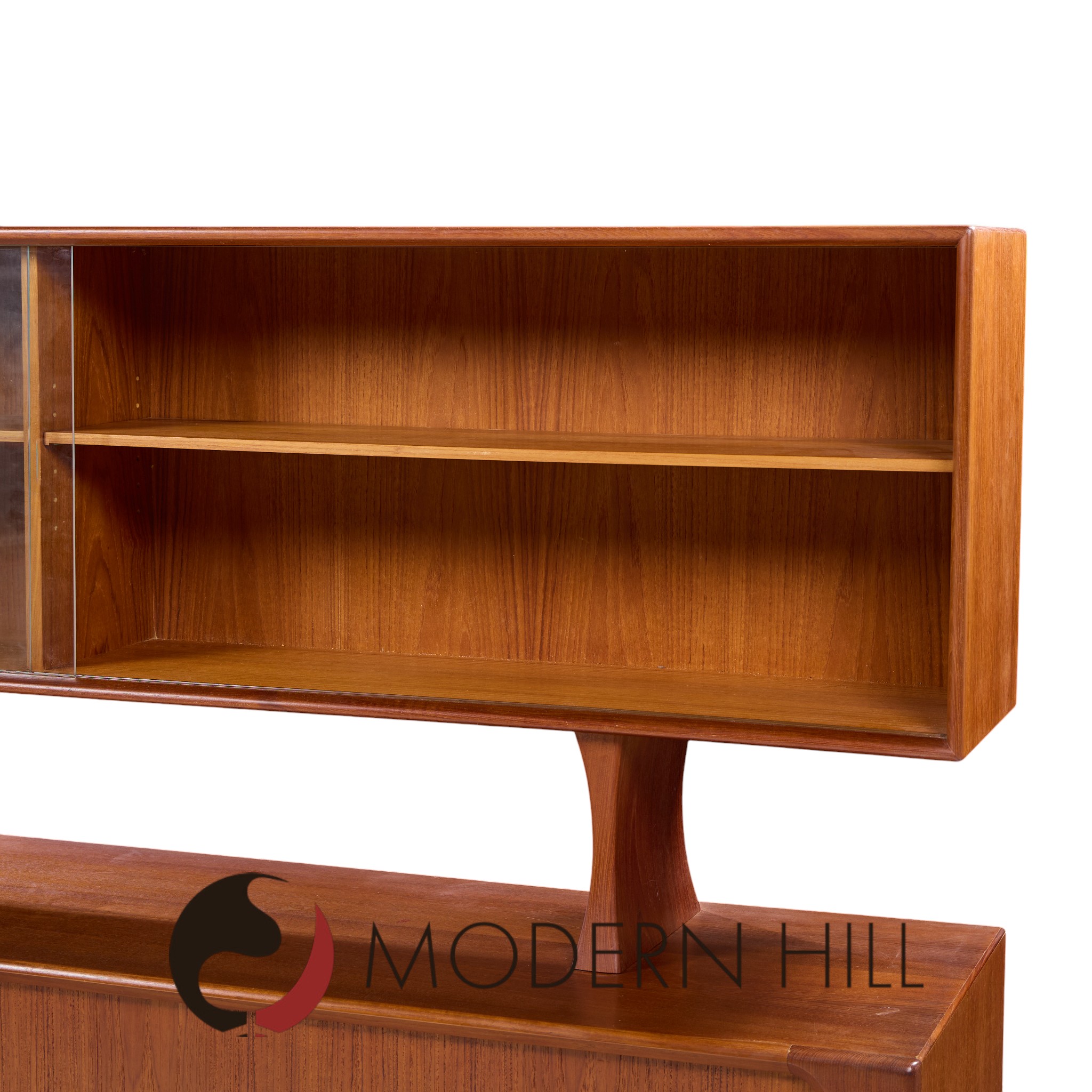 Mid Century Teak Tambour Buffet and Hutch