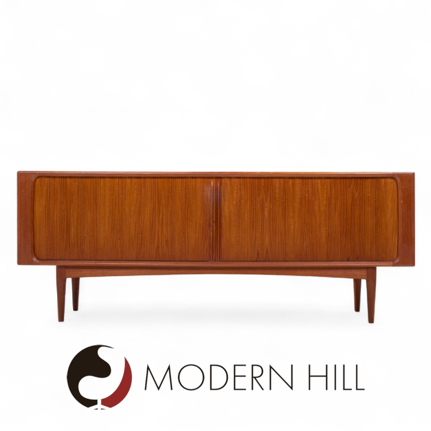 Mid Century Teak Tambour Buffet and Hutch