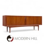 Mid Century Teak Tambour Buffet and Hutch