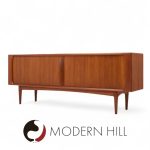 Mid Century Teak Tambour Buffet and Hutch