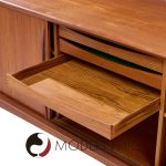 Mid Century Teak Tambour Buffet and Hutch
