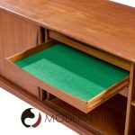 Mid Century Teak Tambour Buffet and Hutch