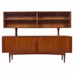 Mid Century Teak Tambour Buffet and Hutch