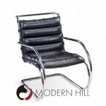 Mies Van Der Rohe for Knoll Mr Mid Century Black Leather Lounge Chairs - Pair | Mid Century Modern Furniture - Mid Century Furniture Chicago Mies Van Der Rohe for Knoll Mr Mid Century Black Leather Lounge Chairs - Pair
