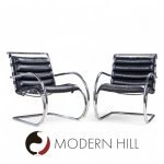 Mies Van Der Rohe for Knoll Mr Mid Century Black Leather Lounge Chairs - Pair | Mid Century Modern Furniture - Mid Century Furniture Chicago Mies Van Der Rohe for Knoll Mr Mid Century Black Leather Lounge Chairs - Pair