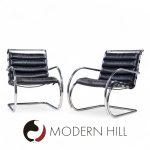 Mies Van Der Rohe for Knoll Mr Mid Century Black Leather Lounge Chairs - Pair | Mid Century Modern Furniture - Mid Century Furniture Chicago Mies Van Der Rohe for Knoll Mr Mid Century Black Leather Lounge Chairs - Pair