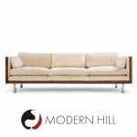 Milo Baughman Style Mid Century Rosewood Case Sofa