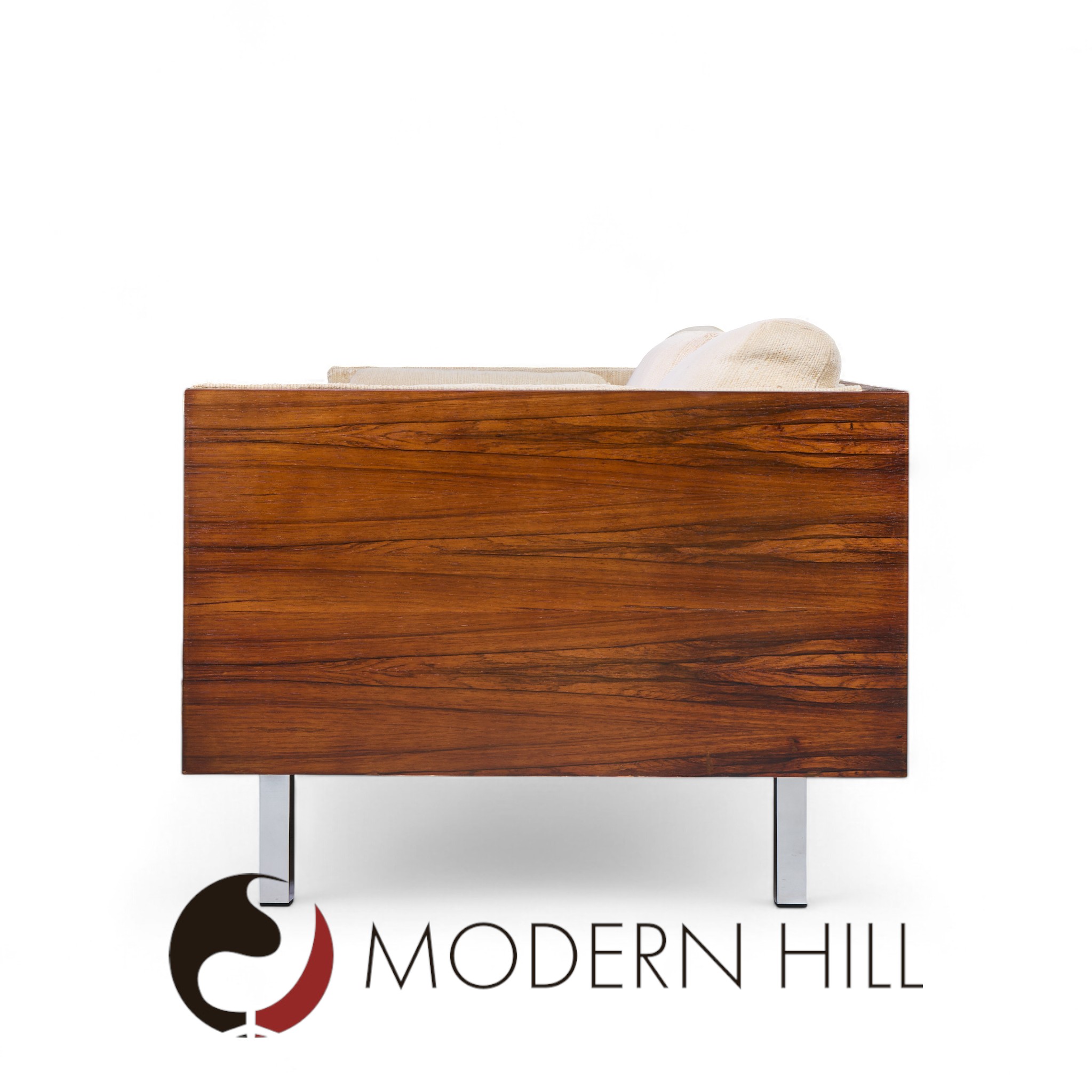 Milo Baughman Style Mid Century Rosewood Case Sofa