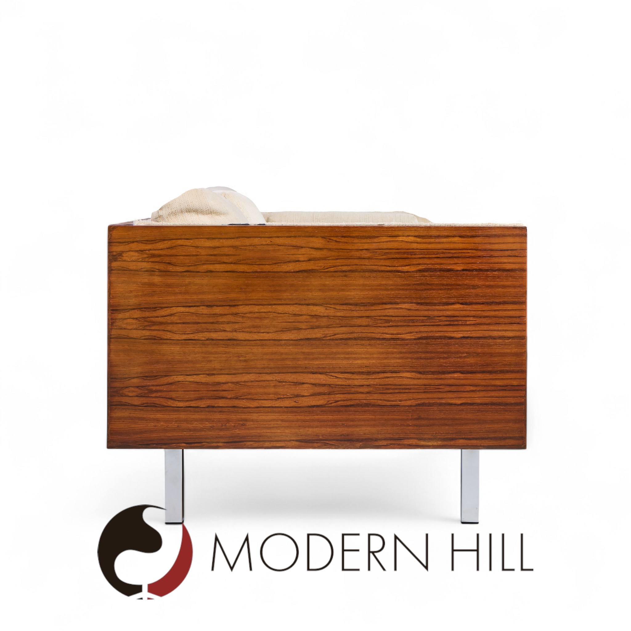 Milo Baughman Style Mid Century Rosewood Case Sofa