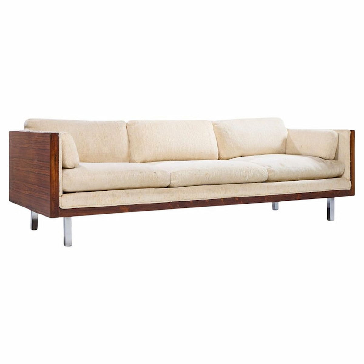Milo Baughman Style Mid Century Rosewood Case Sofa