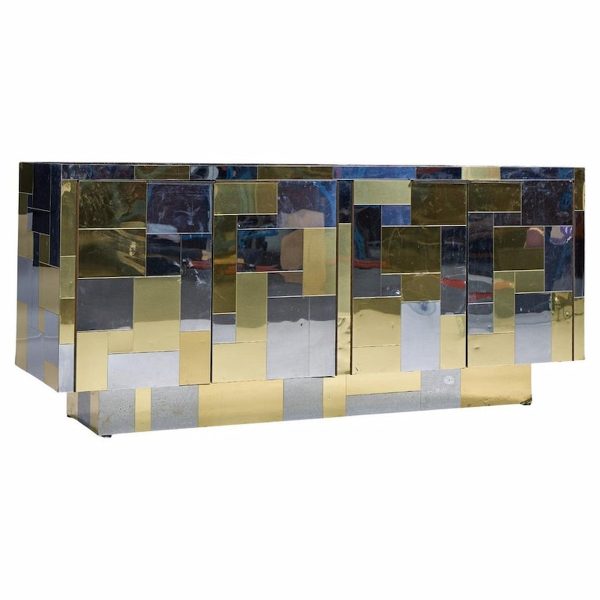 Paul Evans Cityscape Mid Century Chrome and Brass Cabinet Credenza | Mid Century Modern Furniture - Mid Century Furniture Chicago Paul Evans Cityscape Mid Century Chrome and Brass Cabinet Credenza