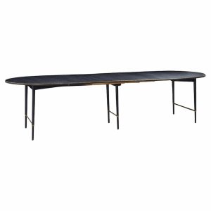 Paul Mccobb for Calvin mid Century Walnut and Brass Dining Table with 6 Leaves