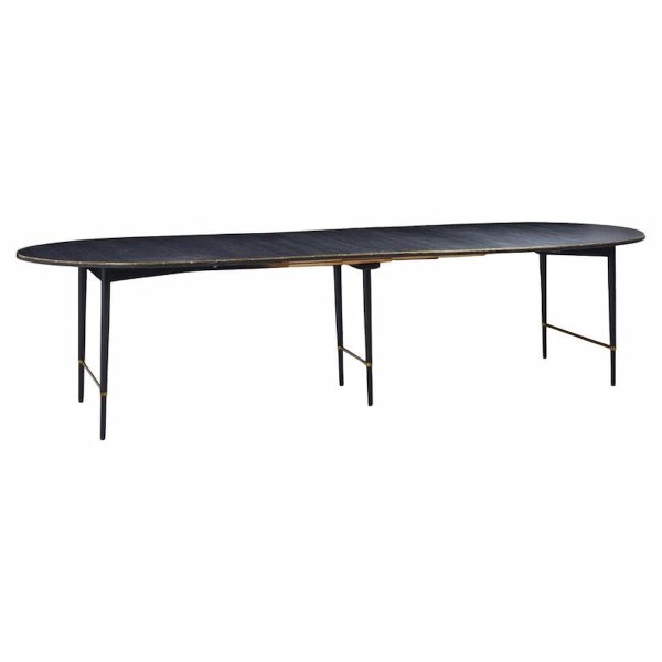 Paul Mccobb for Calvin mid Century Walnut and Brass Dining Table with 6 Leaves