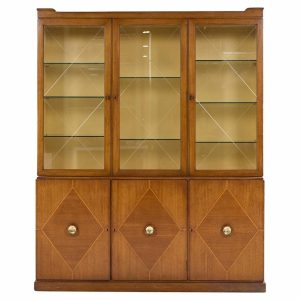 tommi parzinger for charak modern mid century mahogany breakfront china cabinet