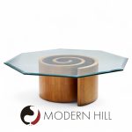 Vladimir Kagan Mid Century Walnut Snail Coffee Table