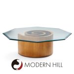 Vladimir Kagan Mid Century Walnut Snail Coffee Table
