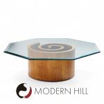 Vladimir Kagan Mid Century Walnut Snail Coffee Table