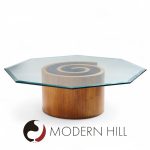 Vladimir Kagan Mid Century Walnut Snail Coffee Table