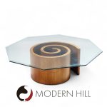 Vladimir Kagan Mid Century Walnut Snail Coffee Table