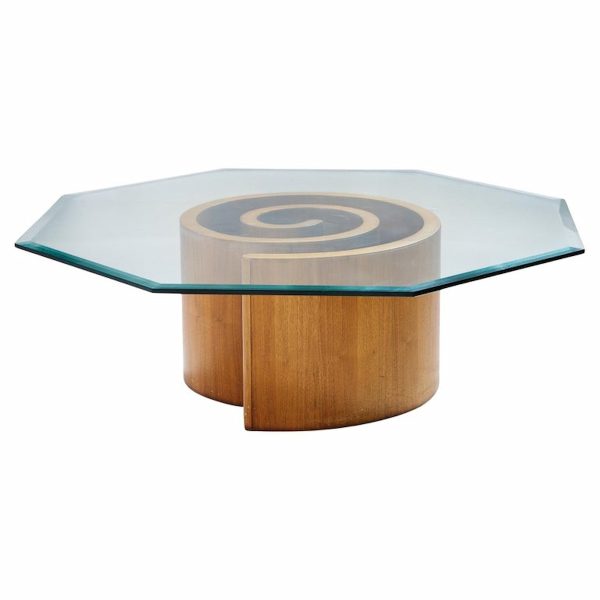 Vladimir Kagan Mid Century Walnut Snail Coffee Table