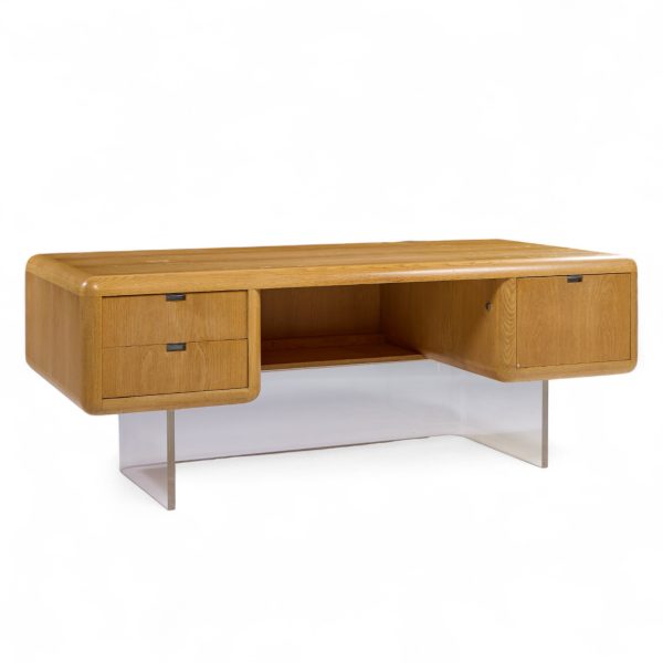 Vladimir Kagan Style Gianni Walnut and Lucite Executive Desk