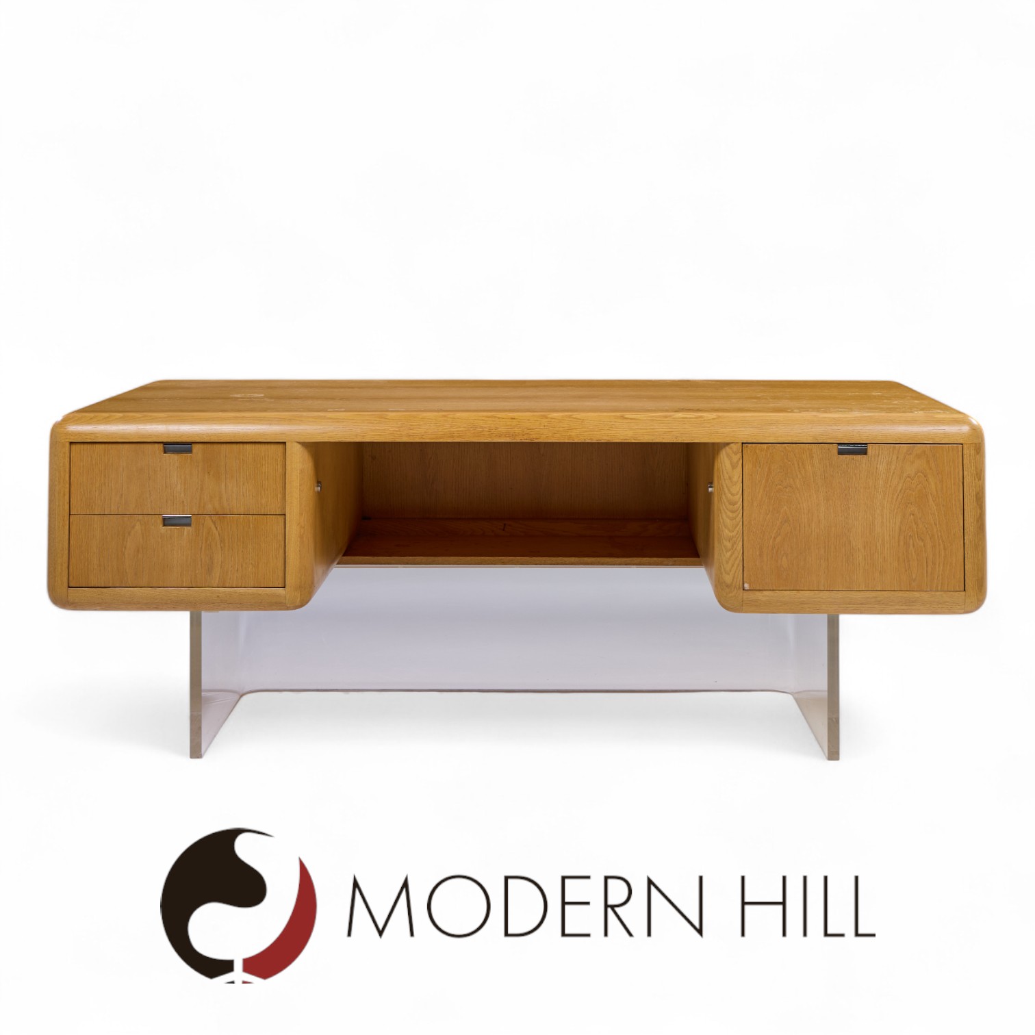 Vladimir Kagan Style Gianni Walnut and Lucite Executive Desk