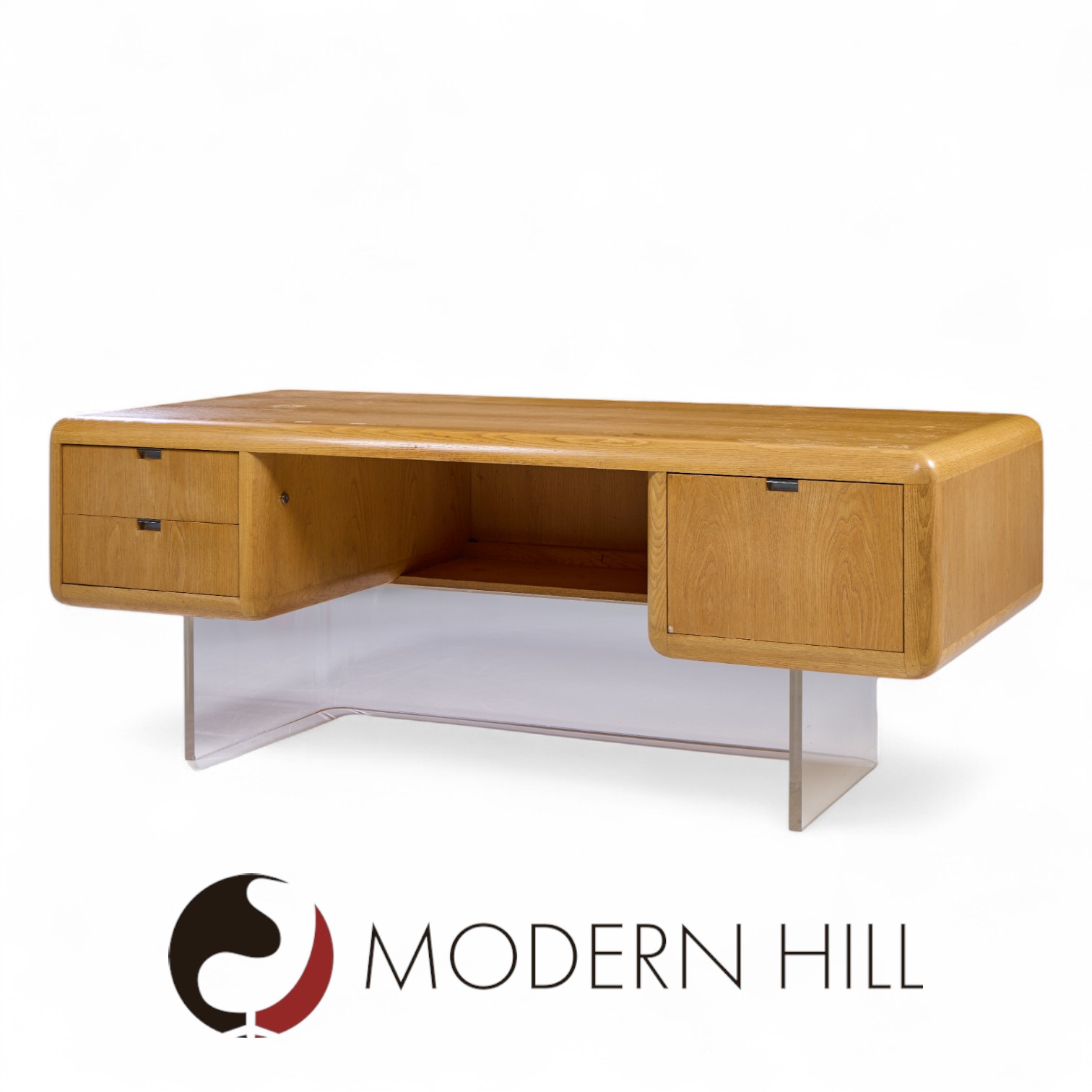 Vladimir Kagan Style Gianni Walnut and Lucite Executive Desk