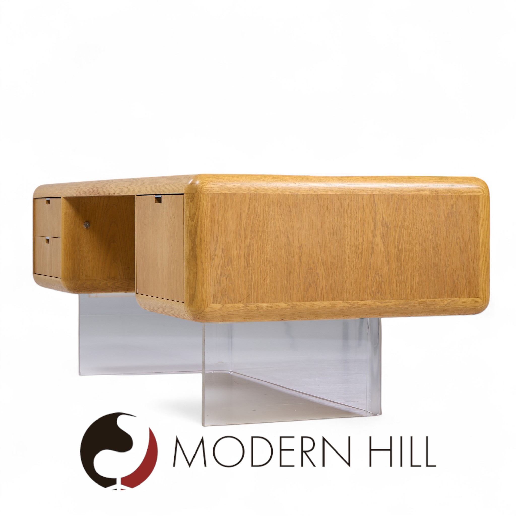 Vladimir Kagan Style Gianni Walnut and Lucite Executive Desk