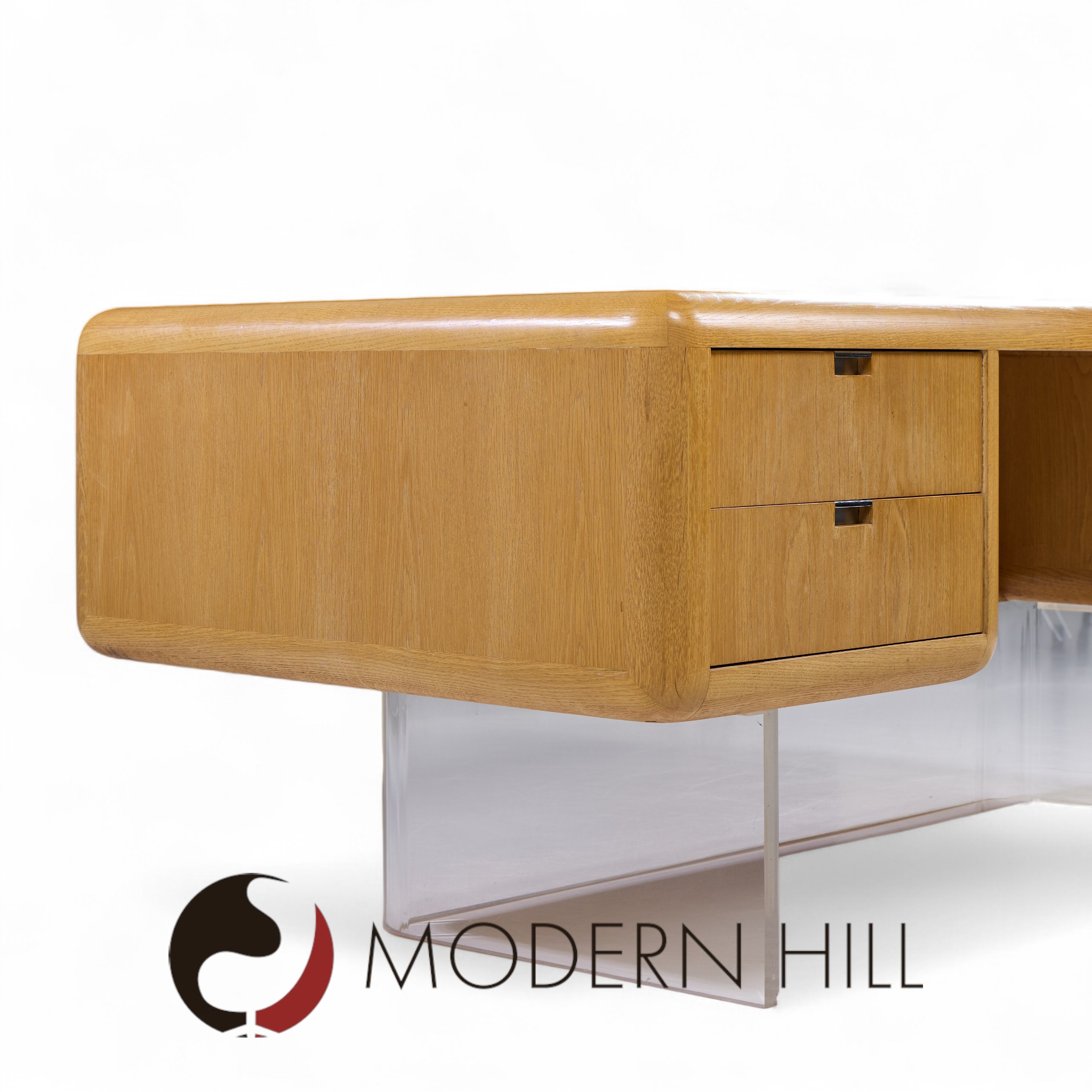 Vladimir Kagan Style Gianni Walnut and Lucite Executive Desk