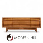 Young Manufacturing Mid Century Walnut Curved Credenza and Hutch | Mid Century Modern Furniture - Mid Century Furniture Chicago Young Manufacturing Mid Century Walnut Curved Credenza and Hutch
