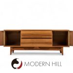 Young Manufacturing Mid Century Walnut Curved Credenza and Hutch | Mid Century Modern Furniture - Mid Century Furniture Chicago Young Manufacturing Mid Century Walnut Curved Credenza and Hutch