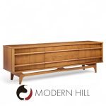 Young Manufacturing Mid Century Walnut Curverd Credenza and Hutch