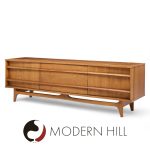 Young Manufacturing Mid Century Walnut Curverd Credenza and Hutch