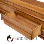 Young Manufacturing Mid Century Walnut Curverd Credenza and Hutch