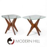 Adrian Pearsall for Craft Associates Mid Century Walnut Jacks Side Tables - Pair | Mid Century Modern Furniture - Mid Century Furniture Chicago Adrian Pearsall for Craft Associates Mid Century Walnut Jacks Side Tables - Pair