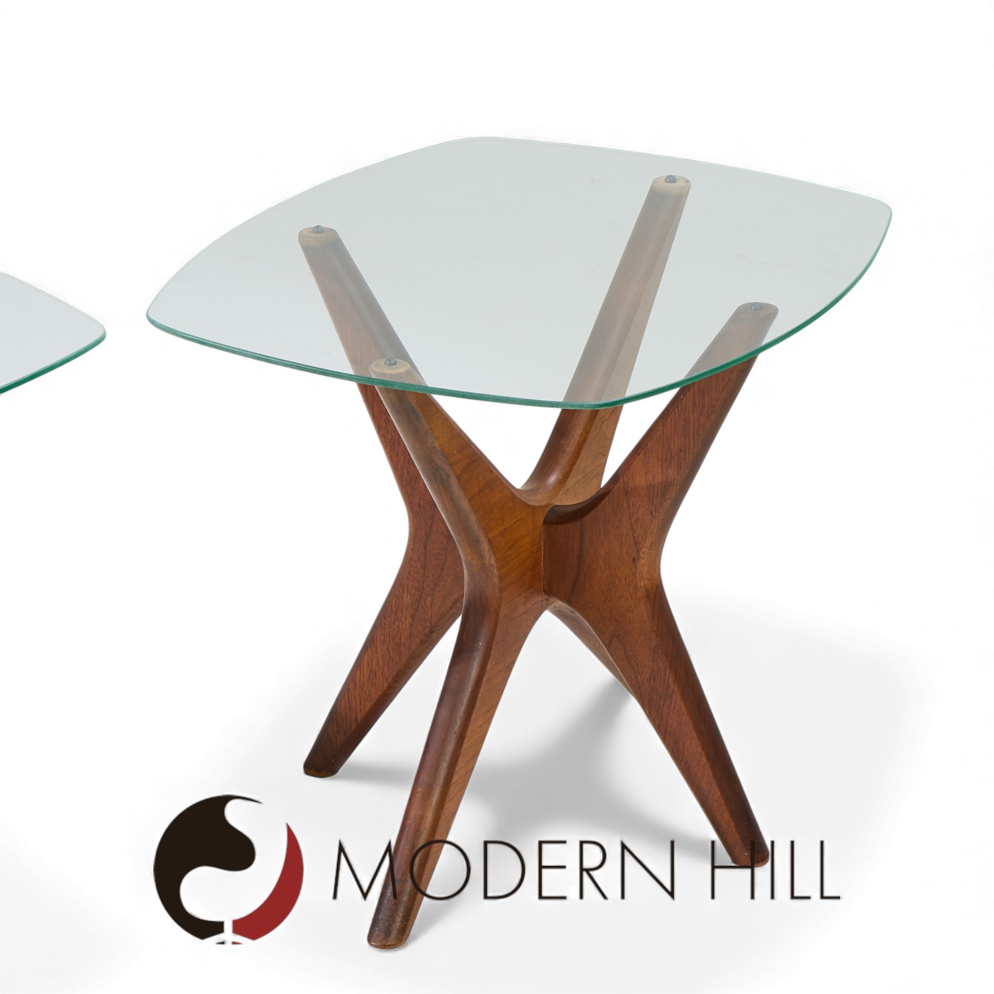 Adrian Pearsall for Craft Associates Mid Century Walnut Jacks Side Tables - Pair