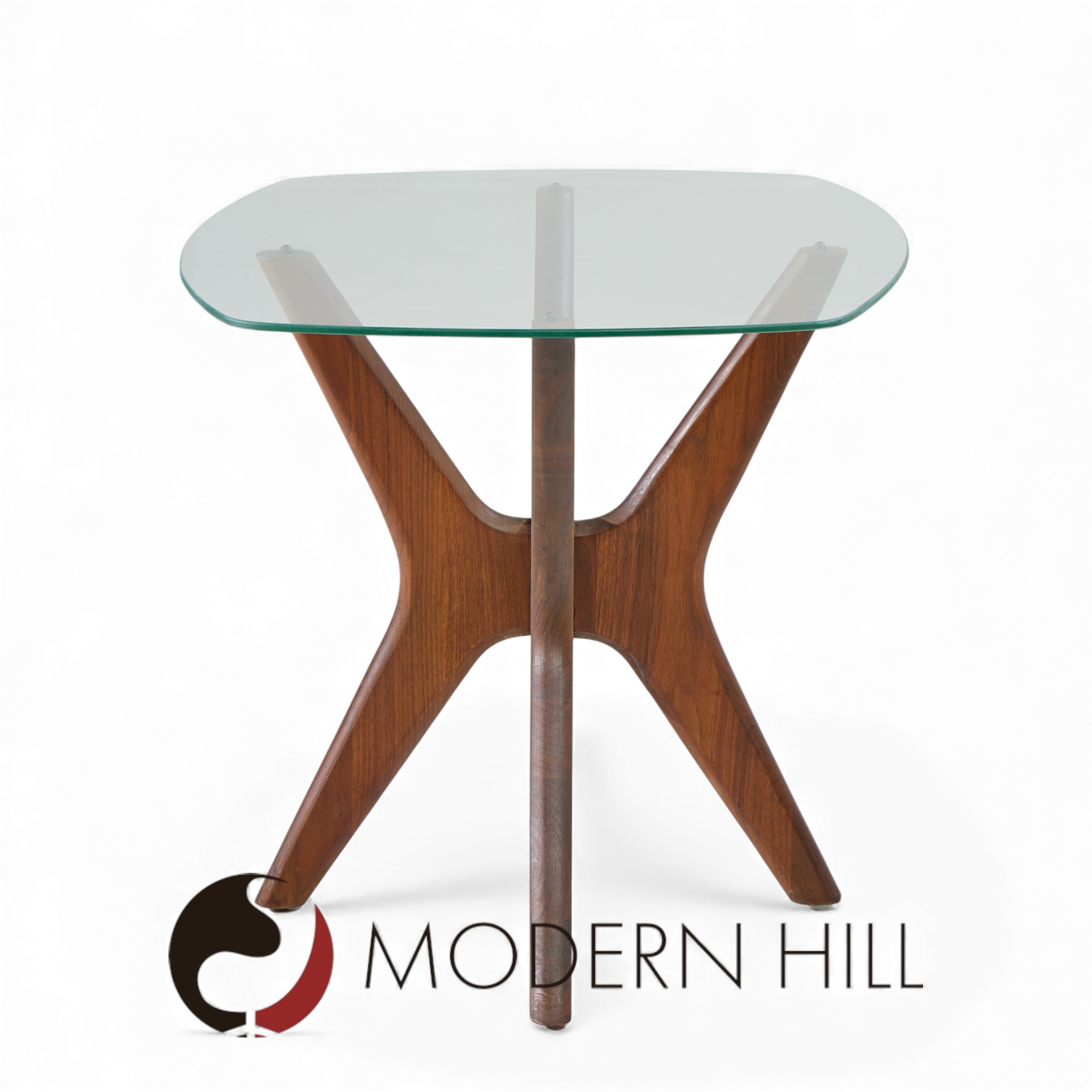Adrian Pearsall for Craft Associates Mid Century Walnut Jacks Side Tables - Pair