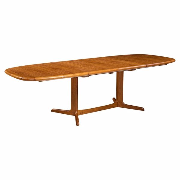 Ansager Mobler Mid Century Danish Teak Hidden Leaf Expanding Dining Table with 2 Leaves