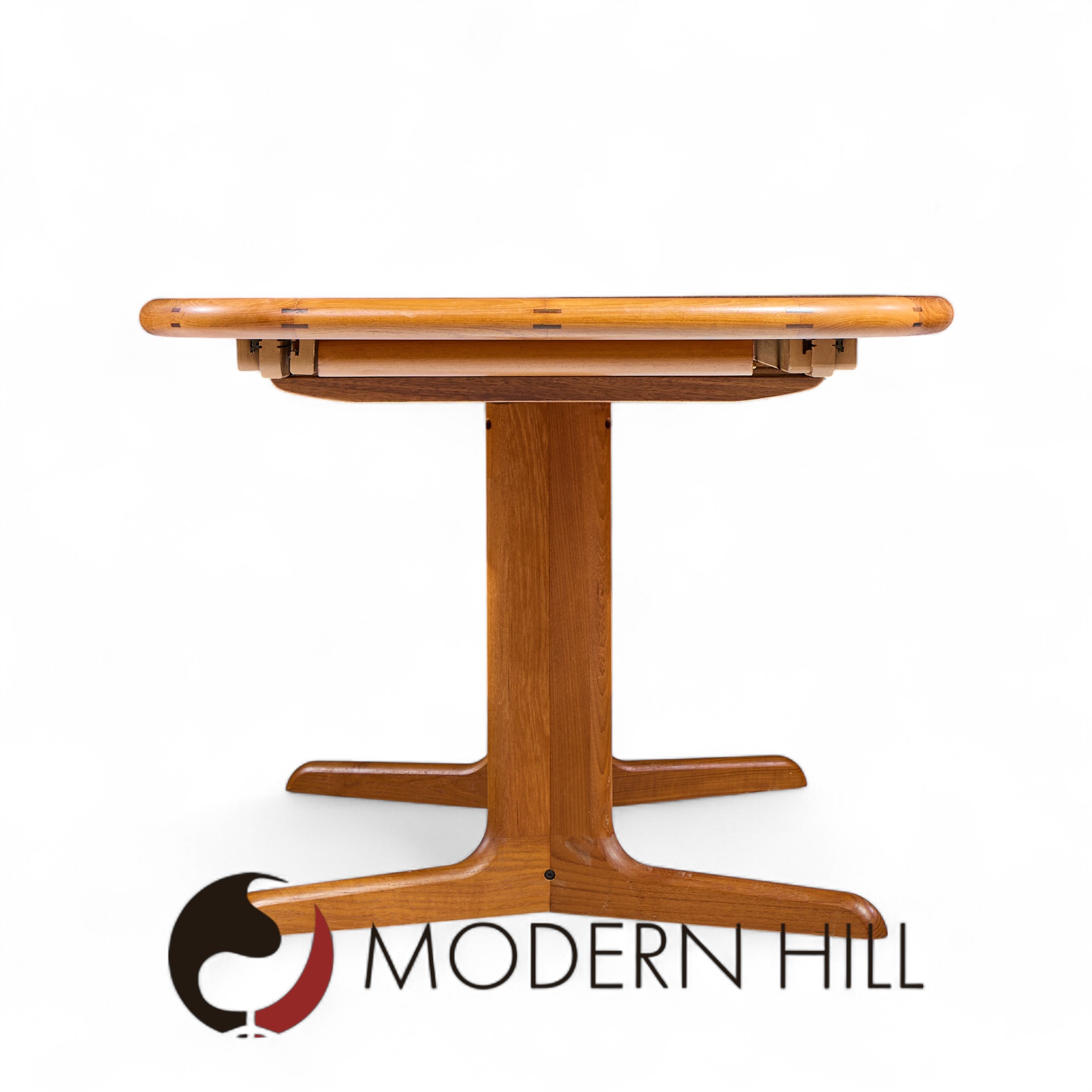 Ansager Mobler Mid Century Danish Teak Hidden Leaf Expanding Dining Table with 2 Leaves