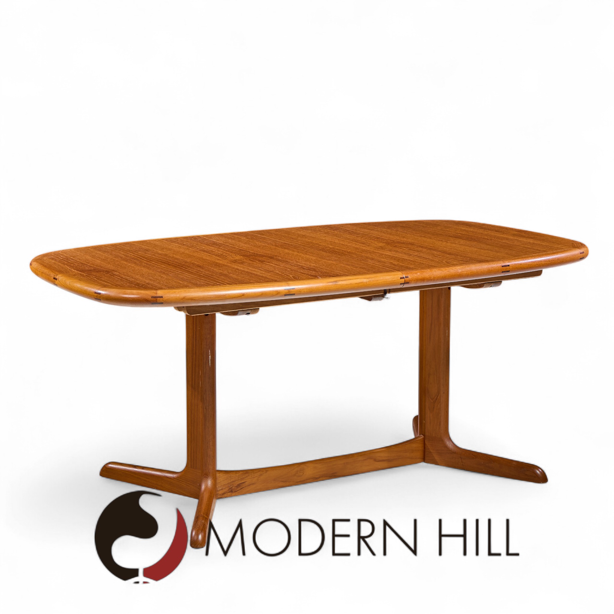 Ansager Mobler Mid Century Danish Teak Hidden Leaf Expanding Dining Table with 2 Leaves