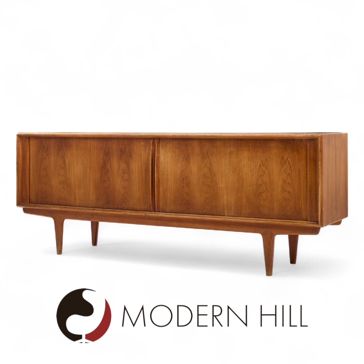 Bernhard Pedersen Mid Century Danish Teak Tambour Door Credenza
