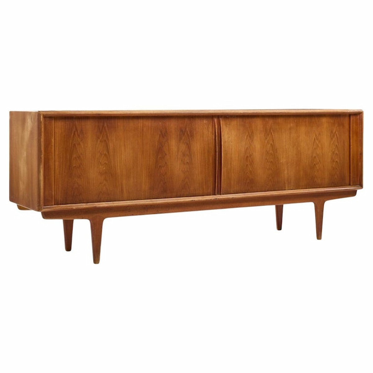 Bernhard Pedersen Mid Century Danish Teak Tambour Door Credenza