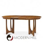 Broyhill Brasilia Mid Century Walnut Round Expanding Dining Table with 2 Leaves | Mid Century Modern Furniture - Mid Century Furniture Chicago Broyhill Brasilia Mid Century Walnut Round Expanding Dining Table with 2 Leaves