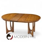Broyhill Brasilia Mid Century Walnut Round Expanding Dining Table with 2 Leaves | Mid Century Modern Furniture - Mid Century Furniture Chicago Broyhill Brasilia Mid Century Walnut Round Expanding Dining Table with 2 Leaves
