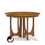 Broyhill Brasilia Mid Century Walnut Round Expanding Dining Table with 2 Leaves | Mid Century Modern Furniture - Mid Century Furniture Chicago Broyhill Brasilia Mid Century Walnut Round Expanding Dining Table with 2 Leaves