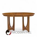 Broyhill Brasilia Mid Century Walnut Round Expanding Dining Table with 2 Leaves | Mid Century Modern Furniture - Mid Century Furniture Chicago Broyhill Brasilia Mid Century Walnut Round Expanding Dining Table with 2 Leaves