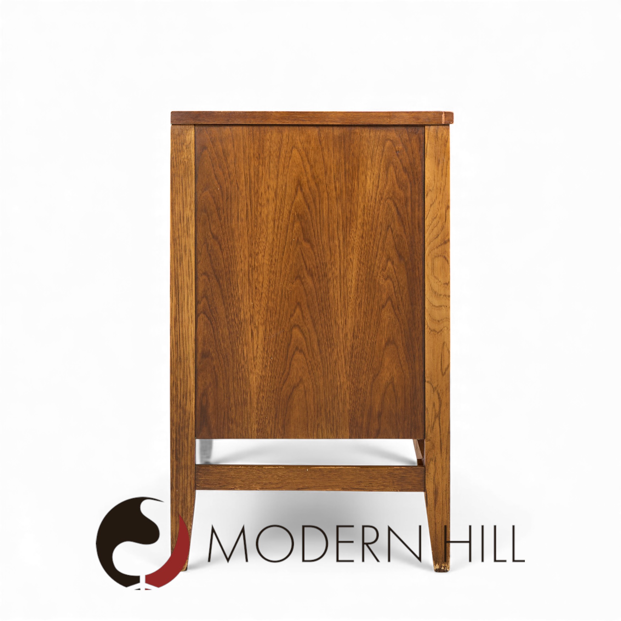 Broyhill Brasilia Mid Century Walnut and Brass Credenza and Hutch